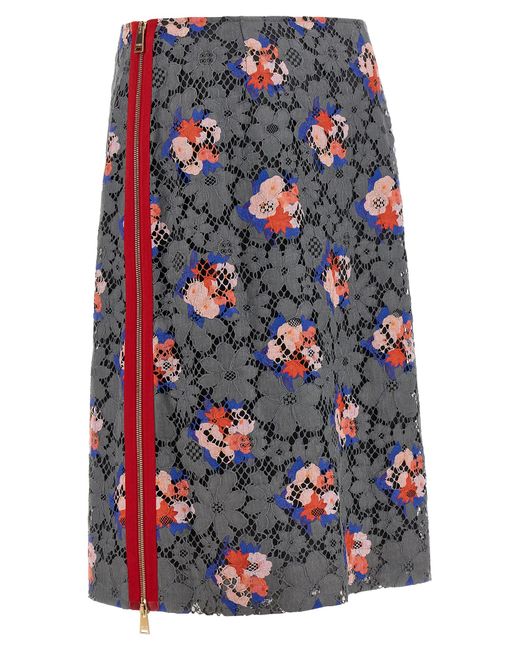 Fendi Blue Bouquet' Lace Skirt