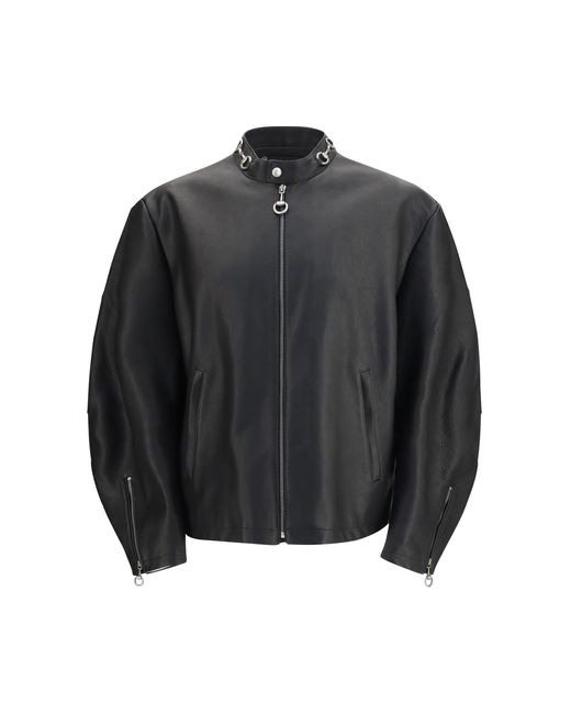Gucci Gray Horsebit Leather Biker Jacket Calf Bos Taurus for men