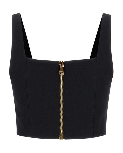 Balmain Black Wool Brassiere Top