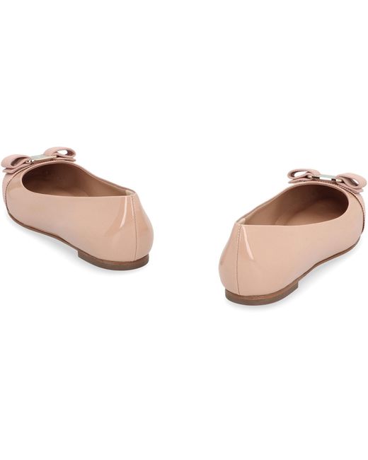 Ferragamo Pink Varina Patent Leather Ballet Flats