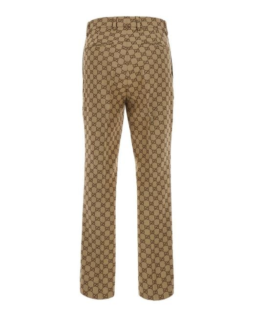 Gucci Natural Trousers With Gg Motif
