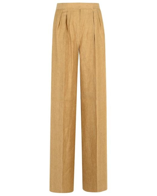 Max Mara Natural Rauche Linen Pants