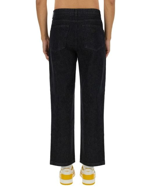 Fendi Black Long Jeans Cotton for men