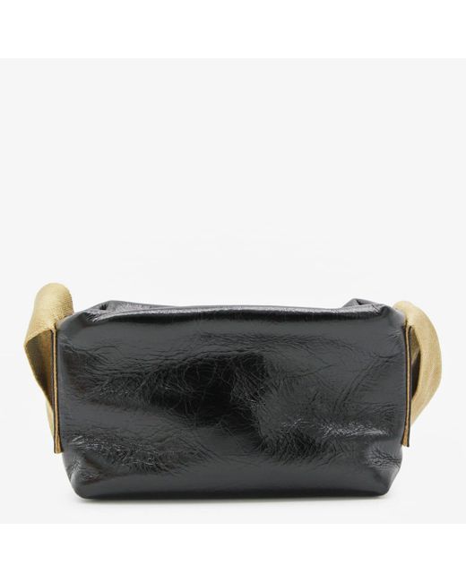 Uma Wang Black Leather Tofu Small Shoulder Bag