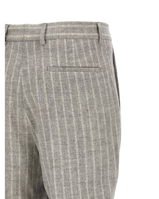 Brunello Cucinelli Gray Pinstripe Pants for men