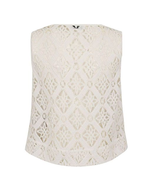 Herno Natural Top Crochet Cotton Tops