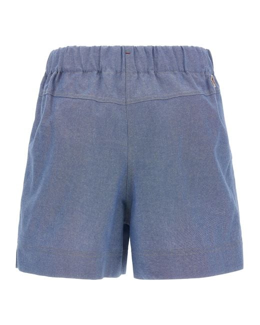 Moncler Blue Chambray Cotton Shorts