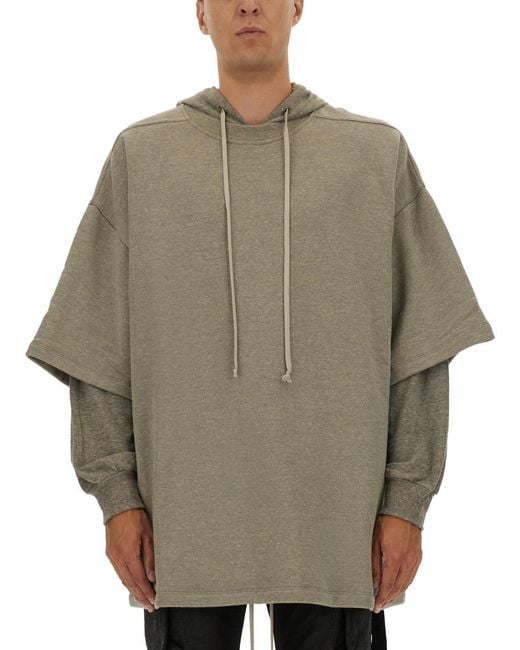 Rick Owens Gray Hoodie Cotton Sweatshirts for men