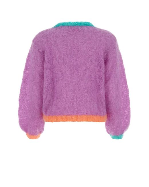 Rose Carmine Purple Stretch Mohair Blend Sweater