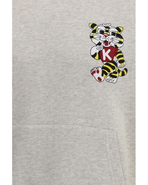 KENZO White Cotton Hoodei Wild Tiger Sweatshirts for men