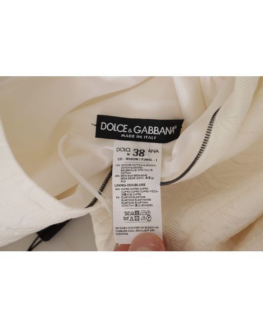 Dolce & Gabbana Gray Jaquard Midi Floral Sheath Brocade Dress Cotton