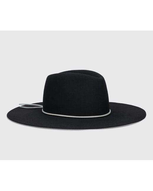 Borsalino Black Heath Alessandria Brushed Felt Leather Hatband for men