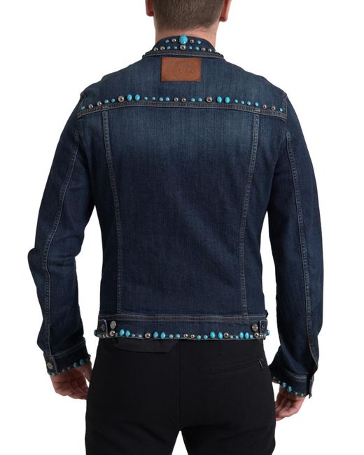 Dolce & Gabbana Blue Embellished Denim Jacket for men