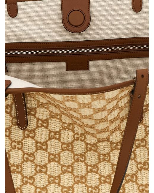 Gucci Metallic Large Woven Shopping Bag