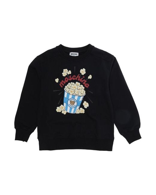 Moschino Blue Crewneck Sweatshirt Maxi Print Cotton Hoods & Sweatshirts for men