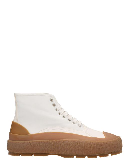 Jil Sander Leather Canvas Sneakers in White for Men | Lyst