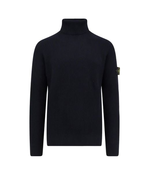Stone Island Blue Turtleneck Certified Virgin Wool Sweater for men