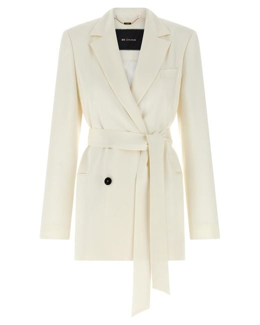 Kiton White Silk Blazer