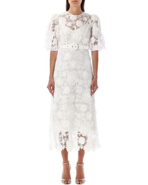 Zimmermann White Lace Flower Wedding Dress
