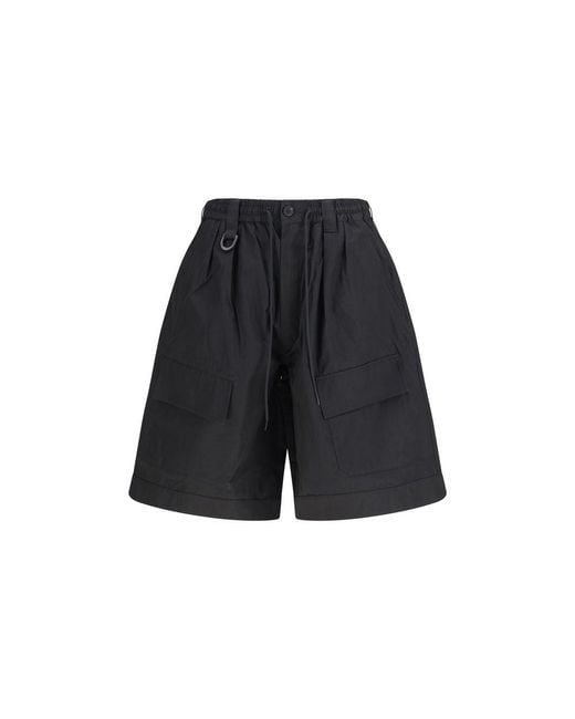Y-3 Black Cotton Bermuda Shorts for men