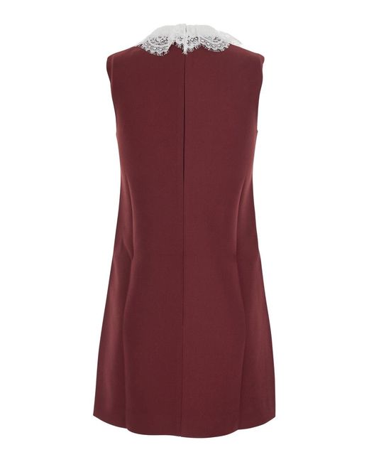Self-Portrait Purple Mini Dress Bordeaux Crepe Polyester