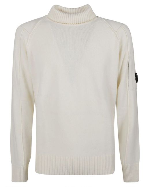 C P Company White Pocket Sleeve Sweater for men