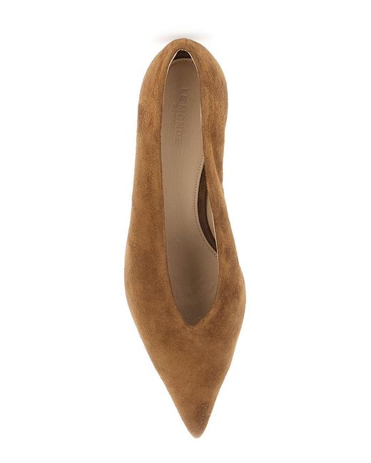 Le Monde Beryl Brown Mocha Suede Babouche Kitten Heel Pointed Pumps With Kitten Heel.<Br