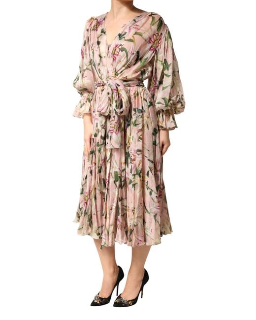 Dolce & Gabbana Natural Pink Lily Print A