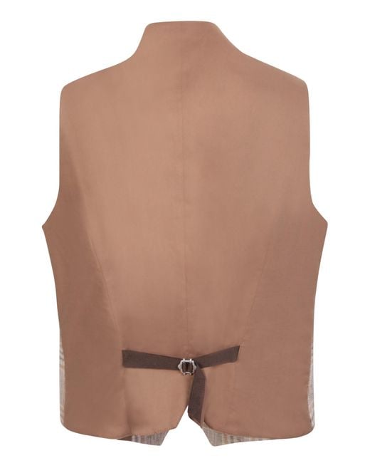 Tagliatore Brown Galles And Wool Waistcoat for men