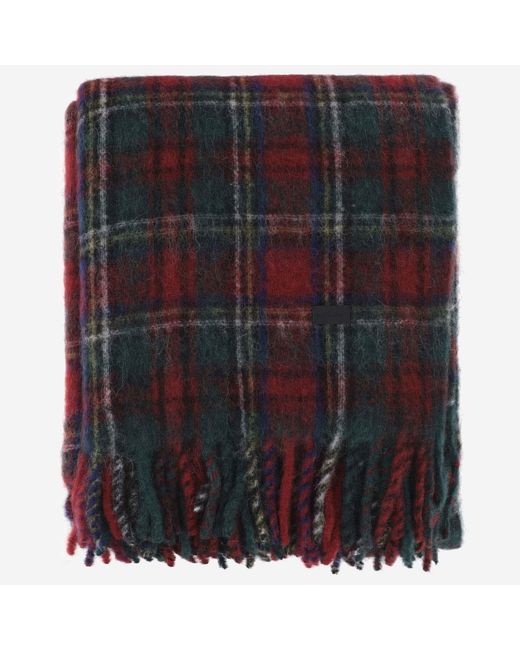 Saint Laurent Black Wool Blend Maxi Scarf With Check Pattern