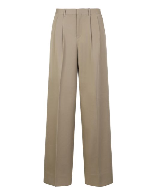 Céline Natural Wide-Leg Trousers Cotton And Wool