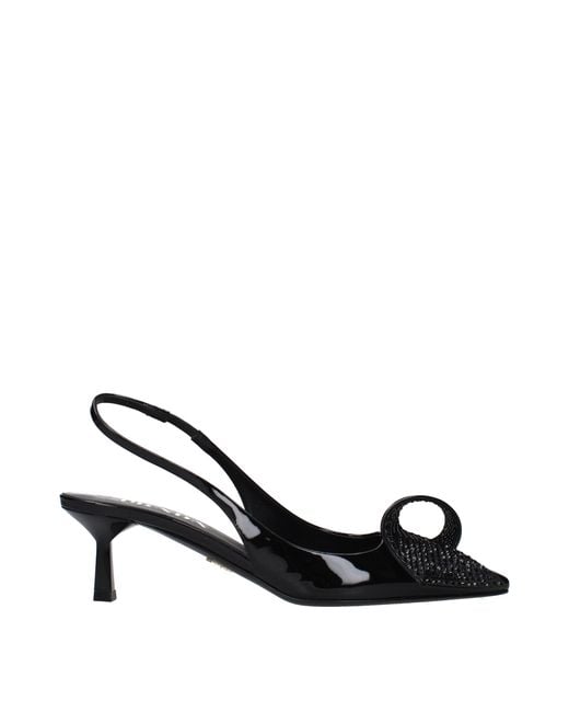 Prada Black Leather Stiletto Heel Sandals