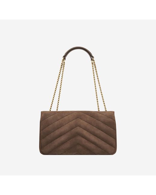 Saint Laurent Brown Loulou Media Bag Matelé Suede Leather Shoulder
