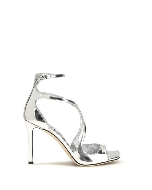 Jimmy Choo White Azia Patent Leather Sandals Calf Bos Taurus