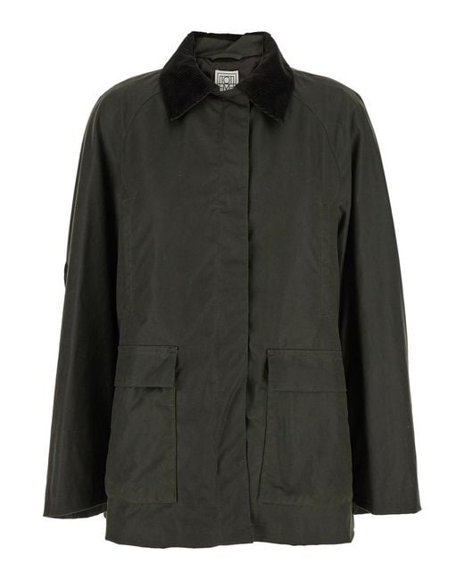 Totême Black Jacket Cotton Organic Coat