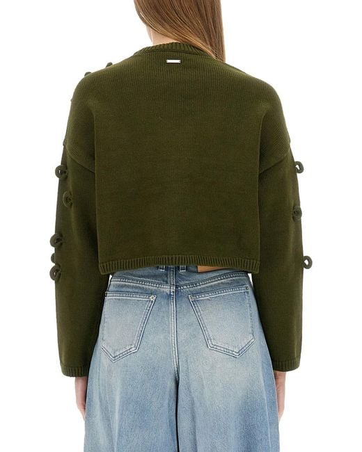 J.W. Anderson Green Cropped Jersey Jumper Cotton Polyamide Jumpers