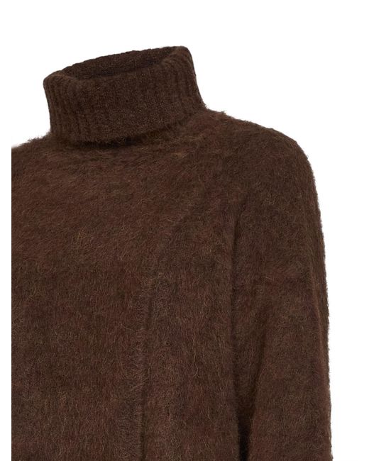 Uma Wang Brown Alpaca Blend Turtleneck Sweater