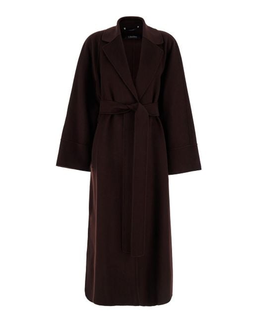 Max Mara Black 'Agata' Coat With Matching Belt