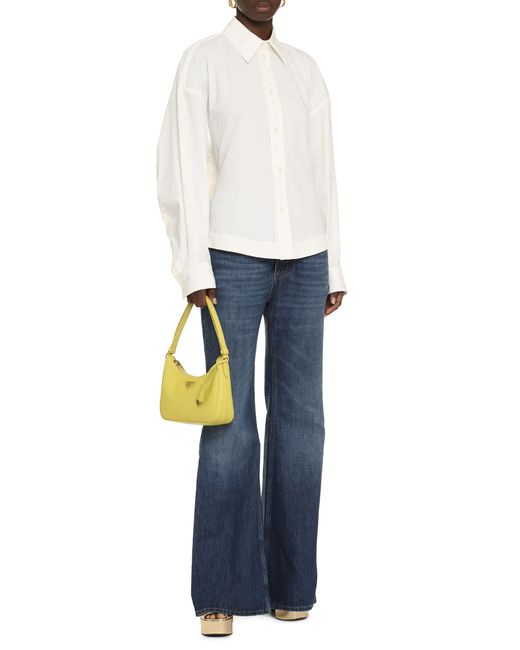 Bottega Veneta White Long Sleeve Cotton Shirt With Asymmetric Hem