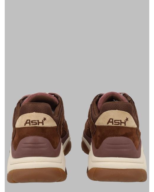 Ash Brown Chunky Suede Mesh Sneakers
