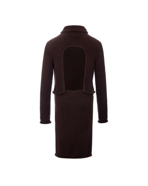 Bottega Veneta Brown Ribknit Wool Midi Dress Bo1701664