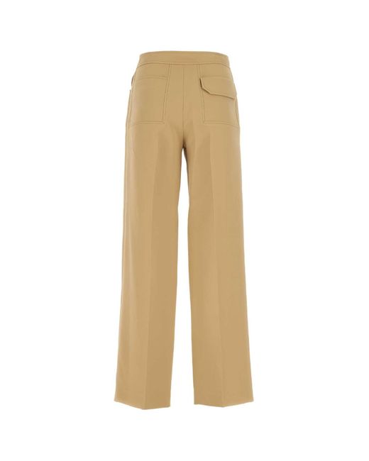 Low Classic Natural Camel Polyester Wide-Leg Pant