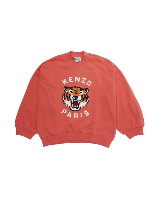 KENZO Red Kids Crewneck Sweatshirt Cotton Hoods & Sweatshirts for men