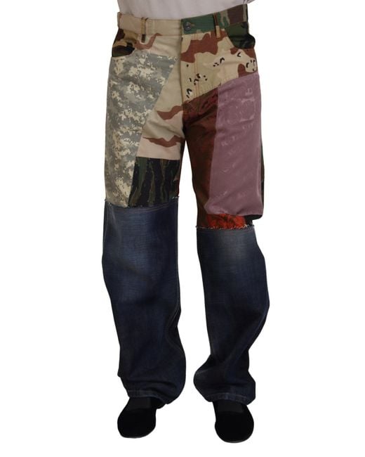 Dolce & Gabbana Black Patchwork Jeans Multicamouflage for men