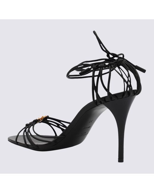 Saint Laurent Black Leather Babylone 90 Sandals