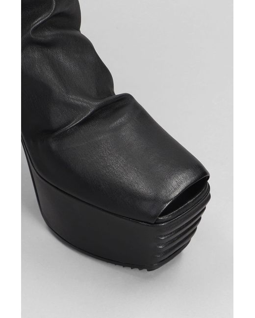 Rick Owens Black Minimal Gril Stretch High Heels Ankle Boots