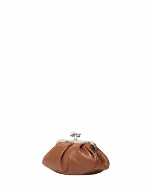 Weekend by Maxmara Brown Clutch Bag Prati Tan Leather Handbags