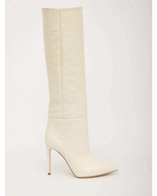 Paris Texas Leather Cream Lizard Boots in Natural | Lyst UK