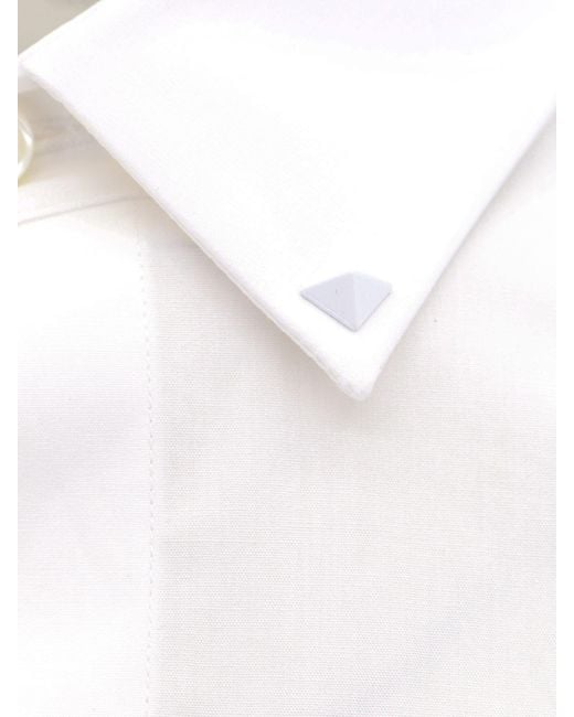 Valentino White Cotton Shirt With Rockstud Untitled Studs for men