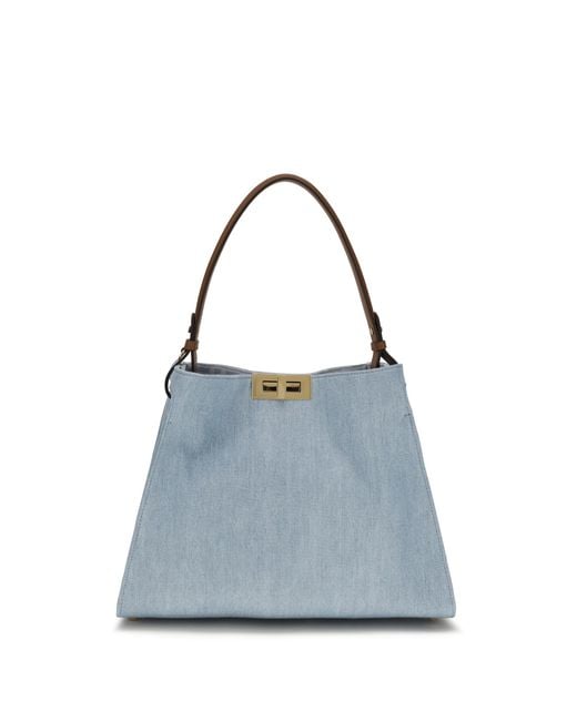 Fendi Blue Handbag Way Calf Leather Shoulder Bags